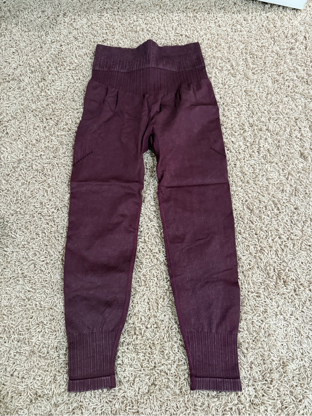 JoyLab Ribbed High-Waist Leggings in Deep Burgundy